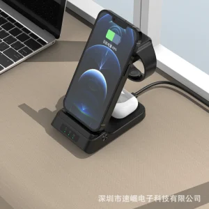 适用于苹果手机手表的三合一无线充电器