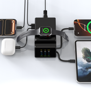 100W大功率屏显实时功率双伸缩线多功能快充充电器